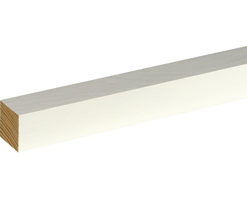 Flachleiste Fichte/Kiefer weiß lackiert 2400 x 28 x 28 mm Weiss lackiertes Vierkantholz