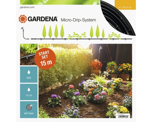 Kit d‘arrosage GARDENA Micro-Drip kit de démarrage rangées de plantes taille S (pour une rangée de plantes de 15 m)