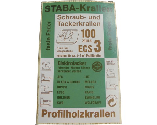 STABA-Krallen Schraub- und Tackerkrallen, 100 Stück Profilholzkrallen