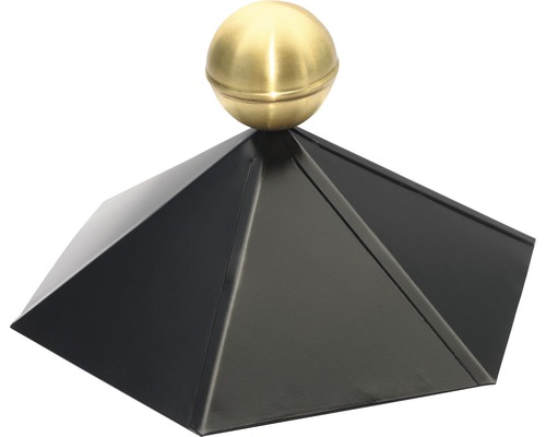 Ornement de faîtage SKAN HOLZ pour pavillon hexagonal, noir Pyramide métallique avec boule comme fixation