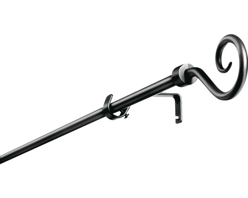 Gardinenstangen Set ausziehbar Schnecke schwarz 200-300 cm Ø 13/16 mm