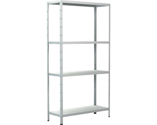 Étagère de base à emboîter Schulte blanche 1500x800x300 mm 4 tablettes, cornières séparées, capacité de charge 240 kg