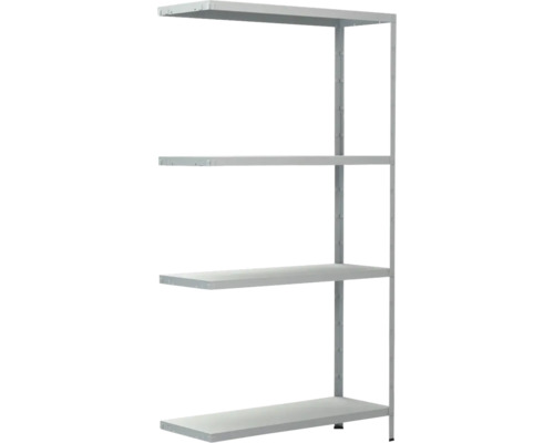 Étagère complémentaire à emboîter Schulte blanche 1500x800x300 mm 4 tablettes, cornières séparées, capacité de charge 240 kg