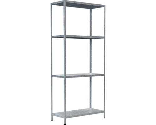 Étagère de base à emboîter Schulte zinguée 1800x800x350 mm 4 tablettes, cornières séparées, capacité de charge 240 kg