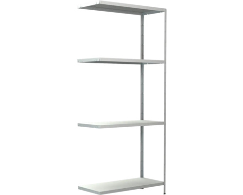 Étagère complémentaire à emboîter Schulte blanche 1800x800x350 mm 4 tablettes, cornières séparées, capacité de charge 240 kg