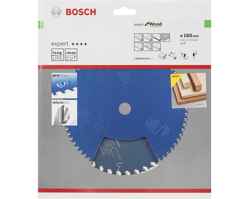 Lame de scie circulaire Expert for Wood Bosch 160x20mm 36Z Lame de scie Bosch Expert Wood, diamètre 160 millimètres