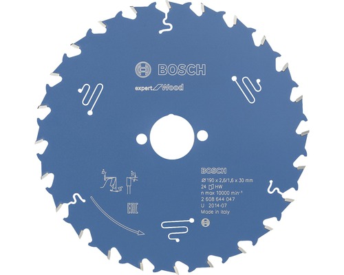 Lame de scie circulaire Expert for Wood Bosch 190x30mm 24Z Lame de scie circulaire Bosch Expert Wood, diamètre 190 millimètres