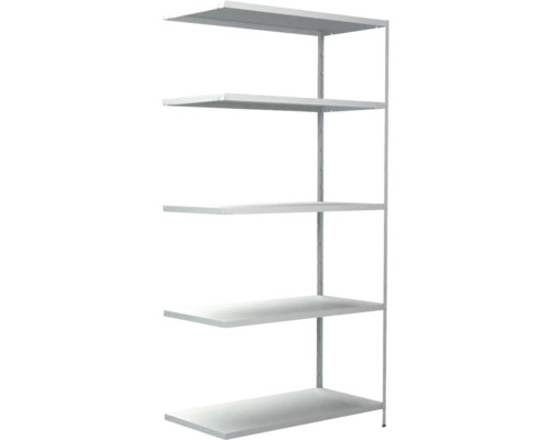 Étagère complémentaire à emboîter Schulte blanche 2000x1000x500 mm 5 tablettes, cornières séparées, capacité de charge 425 kg