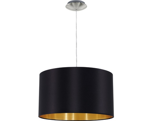Lampe à suspension Maserlo monolampe nickel mat/noir Ø 380 mm