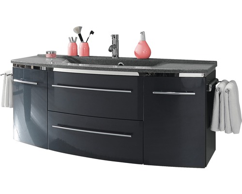 Meuble sous-vasque avec deux tiroirs, porte-serviettes et vasque à poser