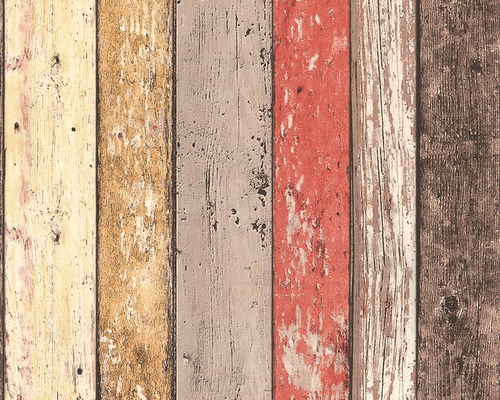 Papier peint intissé 8951-27 Best of Wood'n Stone clôture rouge marron