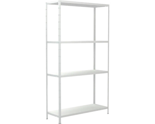 Étagère de base à emboîter Schulte blanche 1800x1000x350 mm 4 tablettes, cornières séparées, capacité de charge 340 kg