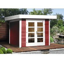 Gartenhaus aus Holz mit Doppeltür und Terrasse