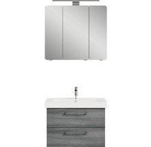 Badezimmer-Set mit Spiegelschrank, Aufsatzwaschbecken und Unterschrank mit Schubladen