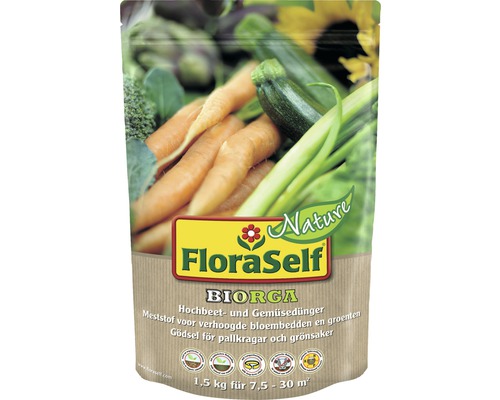 Engrais pour jardinières surélevées et légumes FloraSelf Nature BIORGA engrais organique 1,5 kg vegan