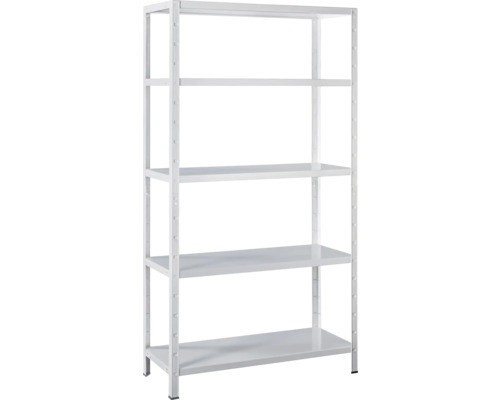 Étagère à emboîter Schulte blanche 2000x1000x350 mm 5 tablettes, cornières séparées, capacité de charge 425 kg