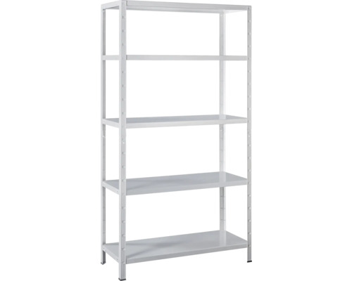 Étagère à emboîter Schulte blanche 2000x1200x350 mm 5 tablettes, cornières séparées, capacité de charge 425 kg