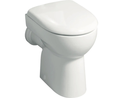 WC à poser à fond creux avec bride de rinçage fermée et sortie horizontale