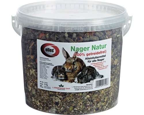 Nourriture pour rongeurs elles Nager Natur sans céréales 3 kg Seau d''aliments pour rongeurs, sans céréales, 3 kg