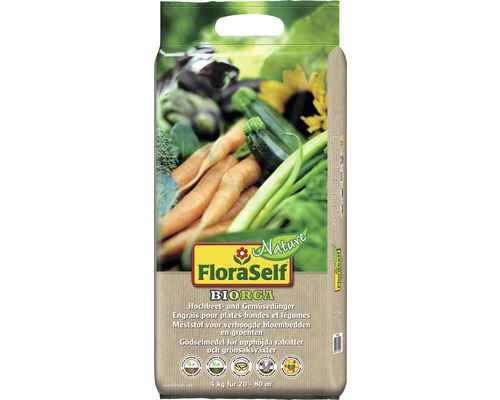 Engrais pour jardinière surélevée et légumes FloraSelf Nature BIORGA 4 kg engrais organique vegan Engrais pour jardinière surélevée et légumes FloraSelf Nature BIORGA 4 kg engrais organique vegan