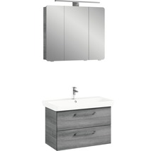 Waschtisch mit Unterschrank, Waschbecken und Spiegelschrank mit Beleuchtung