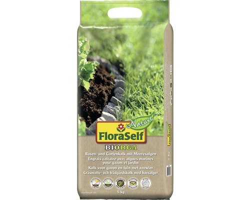 Calcaire pour pelouses et jardins FloraSelf Nature BIORGA 5 kg, avec algues marines