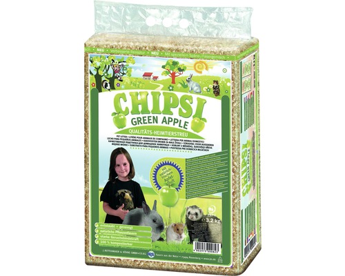 Litière pour animaux domestiques JRS Chipsi plus Green Apple 3,2 kg Litière pour petits animaux Chipspi Green Apple 3,2 kilogrammes