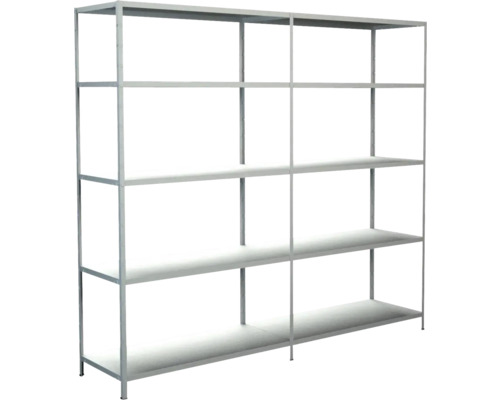 Kit étagère de base et étagère complémentaire à emboîter blanche 2000x2200x500 mm 10 tablettes, cornières séparées, capacité de charge 850 kg Kit étagère de base et étagère complémentaire à emboîter blanche 2000x2200x500 mm 10 tablettes, cornières séparées, capacité de charge 850 kg