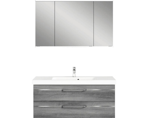 Badezimmermöbel-Set mit Waschbecken, Unterschrank und Spiegelschrank