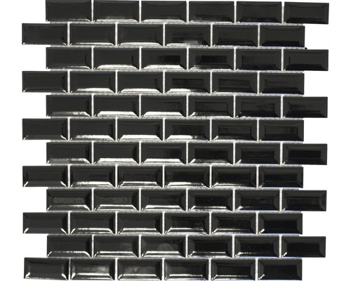 Mosaïque céramique Brick Bond Diamond uni noir 30x30 cm