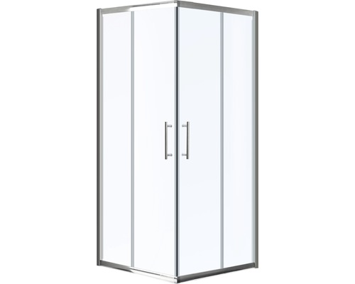 Eckdusche mit zwei Türen und transparentem Glas