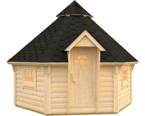 Kota de grill en bois avec porte et fenêtres