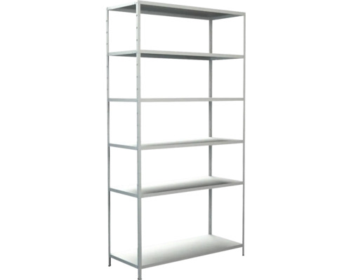 Étagère à emboîter Schulte blanche 2300x1200x500 mm 6 tablettes, cornières séparées, capacité de charge 510 kg