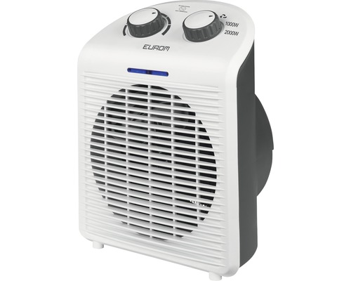 Radiateur soufflant électrique avec commandes pour régler la puissance de chauffage.