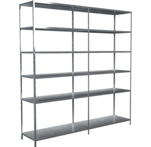 Regalsystem aus Metall mit mehreren Regalböden.