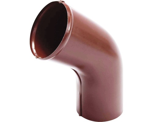 Évacuation de tuyau de descente PRECIT acier rond rouge oxyde RAL 3009 DN 87 mm Coude de tuyau pour la gouttière