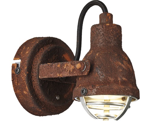 Applique murale de style industriel avec aspect rouille et grille de protection