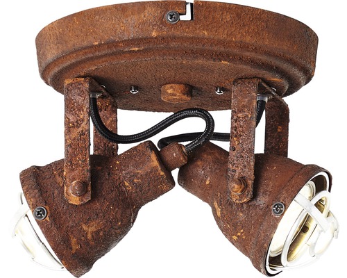 Deckenleuchte mit zwei Strahlern im Rostdesign