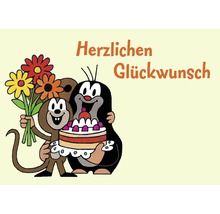 Mini-Grußkarte Herzlichen Glückwunsch Der kleine Maulwurf 7,7x5,5 cm