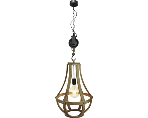 Holz Hängelampe mit Rollenaufhängung