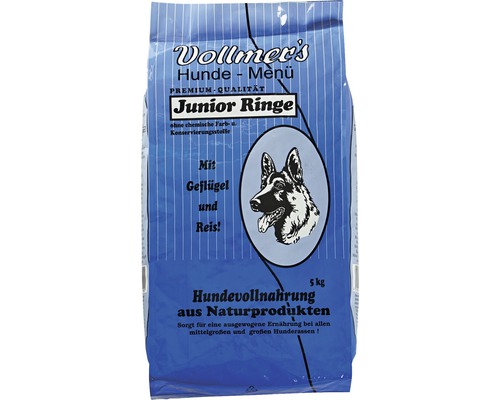 Croquettes pour chien, Vollmers Junior anneaux 5 kg Aliment complet pour chiens Vollmers Junior Ringe, 5 kg