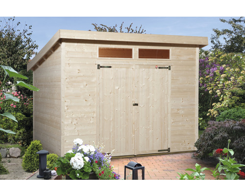 Abri de jardin weka 325 A T. 4 avec plancher 323 x 299 cm nature Abri de jardin en bois avec double porte et fenêtres