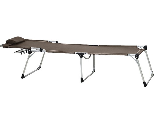 Lit de camp avec oreiller et cadre en métal