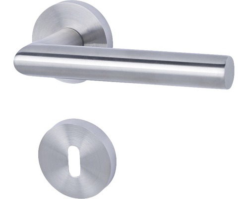Poignée sur rosace Solid 10 acier inoxydable/satiné BB pour portes intérieures Poignée de porte en acier inoxydable avec rosette