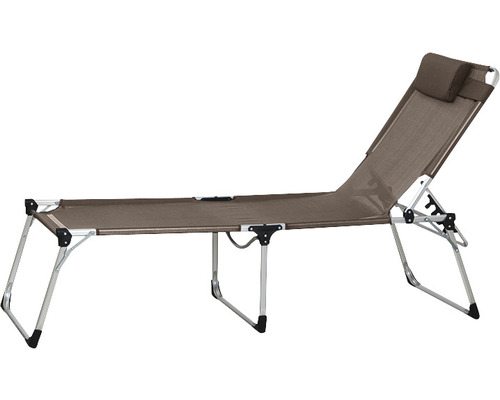 Chaise longue pliante avec coussin de tête pour le jardin