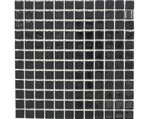 Mosaïque céramique Quadrat uni CD144 noir brillant 30x30 cm Mosaïque avec des éléments carrés brillants
