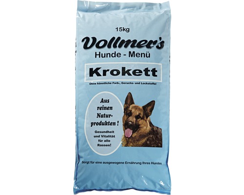 Croquettes pour chien, Vollmers croquettes 15 kg Vollmer''s Menu pour chiens Krokett, 15 kilogrammes, aliment complet pour chiens