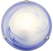 Plafonnier rond avec verre bleu et blanc