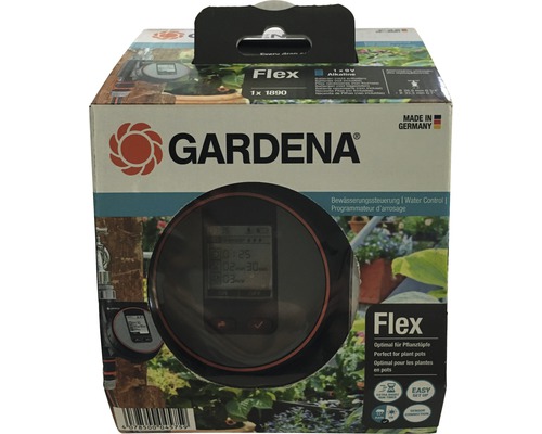 Verpackung der Gardena Bewässerungssteuerung Flex