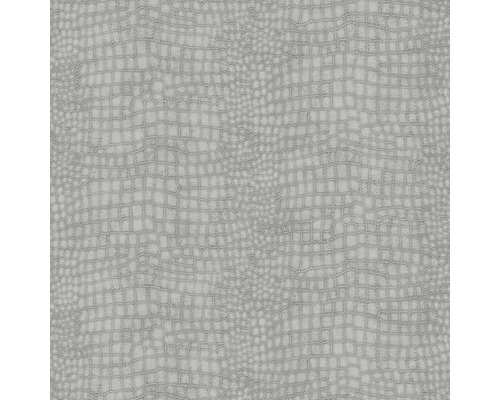 Papier peint intissé 32-662 peau de crocodile gris Papier peint gris à l''aspect cuir de crocodile.